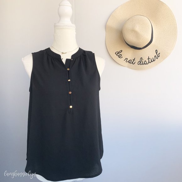 Apt. 9 Tops - Apt. 9 Black High Neck Button Blouse Top Small